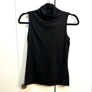 THEORY Black Sleeveless Mock Neck Top